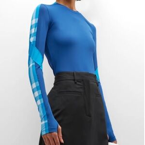 Burberry Kiara Check Panel Long-Sleeve Top - Medium